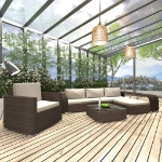 Set Divani da Giardino 8 pz con Cuscini in Polyrattan Marrone