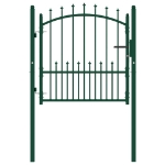Cancello per Recinzione con Punte in Acciaio 100x100 cm Verde
