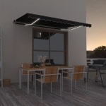 Tenda da Sole Retrattile Manuale con LED 400x350 cm Antracite