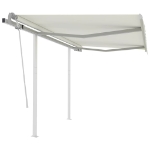 Tenda da Sole Retrattile Manuale con Pali 3x2,5 m Crema