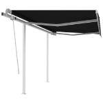 Tenda da Sole Retrattile Manuale con Pali 3x2,5 m Antracite