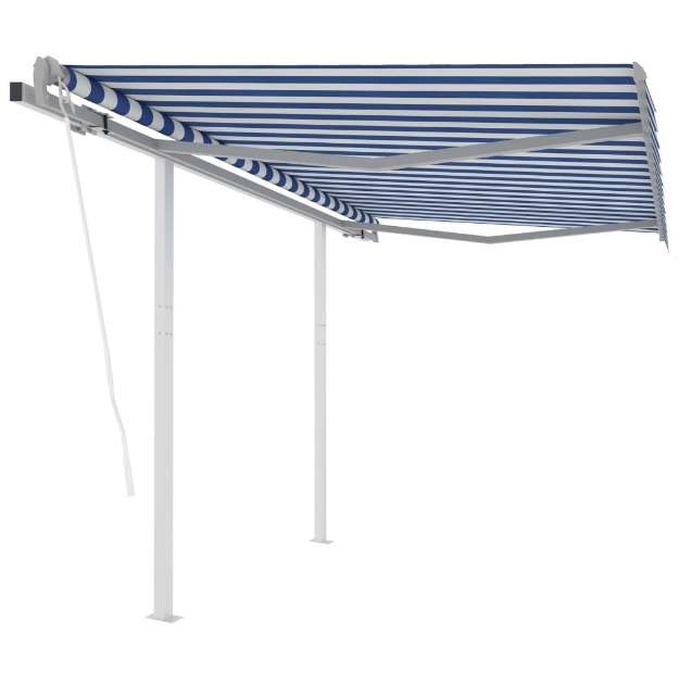 Tenda da Sole Retrattile Automatica Pali 3,5x2,5 m Blu e Bianca