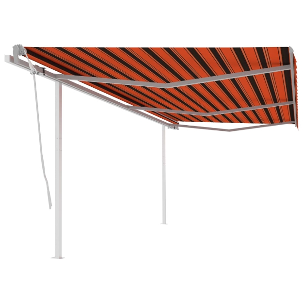 Tenda da Sole Retrattile Manuale con Pali 6x3 m Arancio Marrone