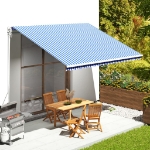 Tessuto di Ricambio per Tenda da Sole Blu e Bianco 4,5x3,5 m