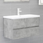 Mobile Bagno con Lavabo Integrato Grigio Cemento in Truciolato