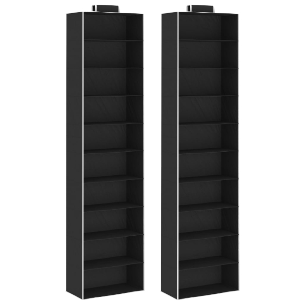 Organizer per Armadio da Appendere 2 pz con 10 Ripiani Tessuto