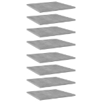 Ripiani Libreria 8 pz Grigio Cemento 40x40x1,5 cm in Truciolato