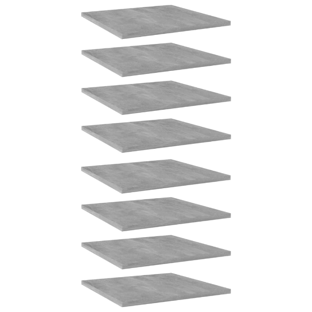 Ripiani Libreria 8 pz Grigio Cemento 40x40x1,5 cm in Truciolato