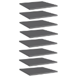 Ripiani Libreria 8 pz Grigio Lucido 40x40x1,5 cm in Truciolato