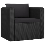 Poltrona con Cuscini in Polyrattan Nero