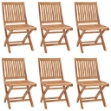 Sedie da Giardino Pieghevoli 6 pz in Legno Massello di Teak