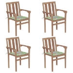 Sedie da Giardino Impilabili con Cuscini 4 pz Massello di Teak