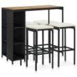 Set da Bar da Giardino 5 pz con Cuscini in Polyrattan Nero
