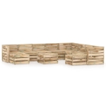 Set Divani da Giardino 11 pz in Legno di Pino Impregnato Verde