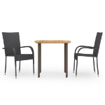 Set Mobili da Pranzo per Giardino 3 pz Polyrattan Nero