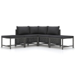 Set Divani da Giardino 5 pz con Cuscini in Polyrattan Grigio