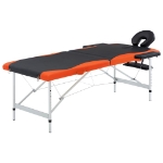 Lettino da Massaggio a 2 Sezioni in Alluminio Nero e Arancio