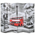 Paravento Pieghevole 228x170 cm Stampa Bus Londra Bianco e Nero