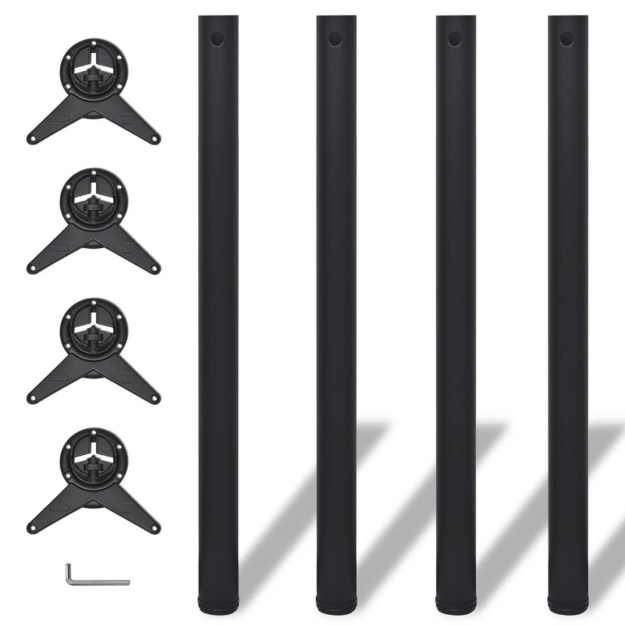 Set 4 gambe nere per tavolo regolabili in altezza 870 mm