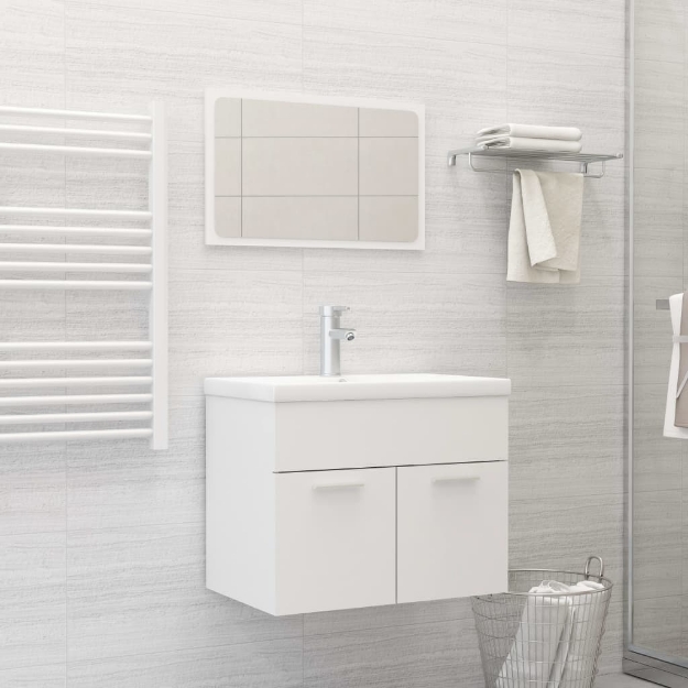 Set Mobili da Bagno Bianco in Truciolato