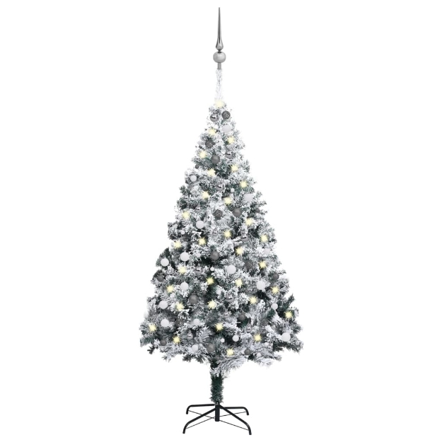 Set Albero Natale Artificiale con LED e Palline Verde 240cm PVC