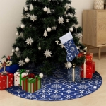 Gonna Albero Natale Raffinata con Calza Blu Tessuto 150 cm