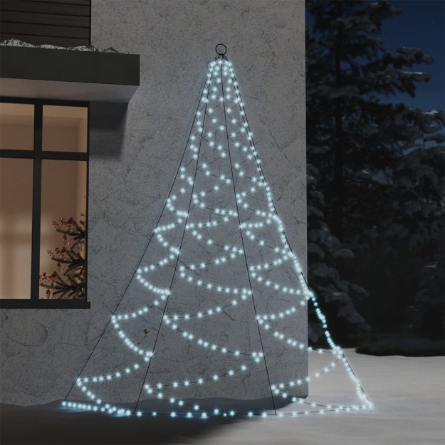 Albero da Parete con Gancio Metallico 260 LED Bianco Freddo 3 m