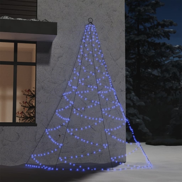 Albero Parete Gancio Metallico 260 LED Blu 3 m Interno Esterno