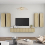 Set Porta TV 6 pz Rovere Sonoma in Truciolato