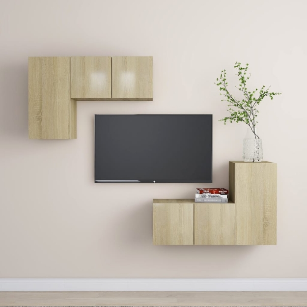 Set Mobili TV 4 pz Rovere Sonoma in Truciolato