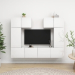 Set Mobili TV 6 pz Bianco Lucido in Truciolato