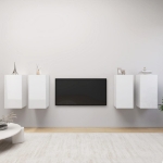 Mobili TV Bianco Lucido 4 pz 30,5x30x60 cm in Truciolato