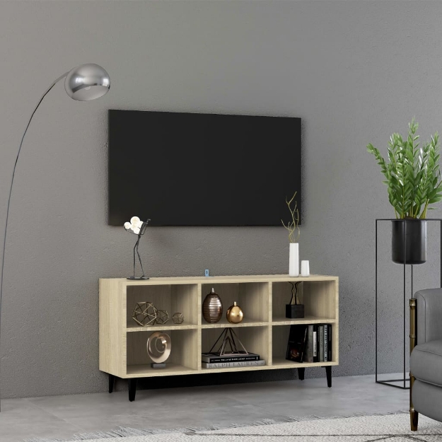 Mobile TV con Gambe in Metallo Rovere Sonoma 103,5x30x50 cm