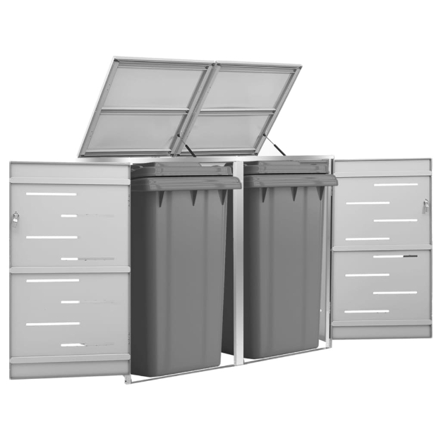 Copri Bidoni Pattume Doppio 138x77,5x115,5cm Acciaio Inox