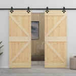 Porta Scorrevole con Set Hardware 100x210 cm in Legno di Pino