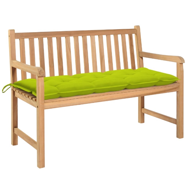 Panca da Giardino Cuscino Verde Brillante 120 cm Massello Teak