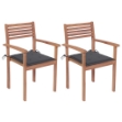 Sedie da Giardino 2 pz con Cuscini Antracite Massello di Teak
