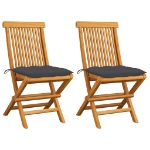 Sedie da Giardino con Cuscini Antracite 2 pz Massello di Teak