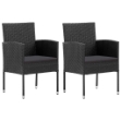 Sedie da Giardino 2 pz in Polyrattan Nero