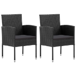 Sedie da Giardino 2 pz in Polyrattan Nero