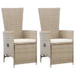 Sedie da Giardino Reclinabili 2 pz con Cuscini Polyrattan Beige