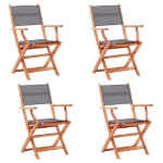 Sedie da Giardino Pieghevoli 4 pz Grigio Eucalipto e Textilene