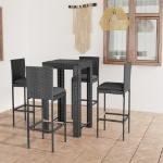 Set Bar da Giardino 5 pz con Cuscini in Polyrattan Grigio