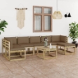 Set Divani da Giardino 8pz con Cuscini Legno di Pino Impregnato
