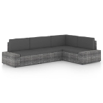 Set Divani da Giardino 4 pz con Cuscini in Polyrattan Grigio