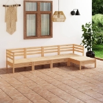 Set Divani da Giardino 5 pz in Legno Massello di Pino