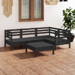 Set Divani da Giardino 5 pz in Legno Massello di Pino Nero