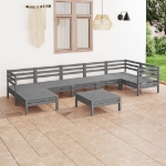 Set Divani da Giardino 8 pz in Legno Massello di Pino Grigio