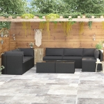 Set Divani da Giardino 9 pz con Cuscini in Polyrattan Nero