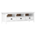 Mobile TV Hill Range Bianco 158x40x47 cm Legno Massello di Pino